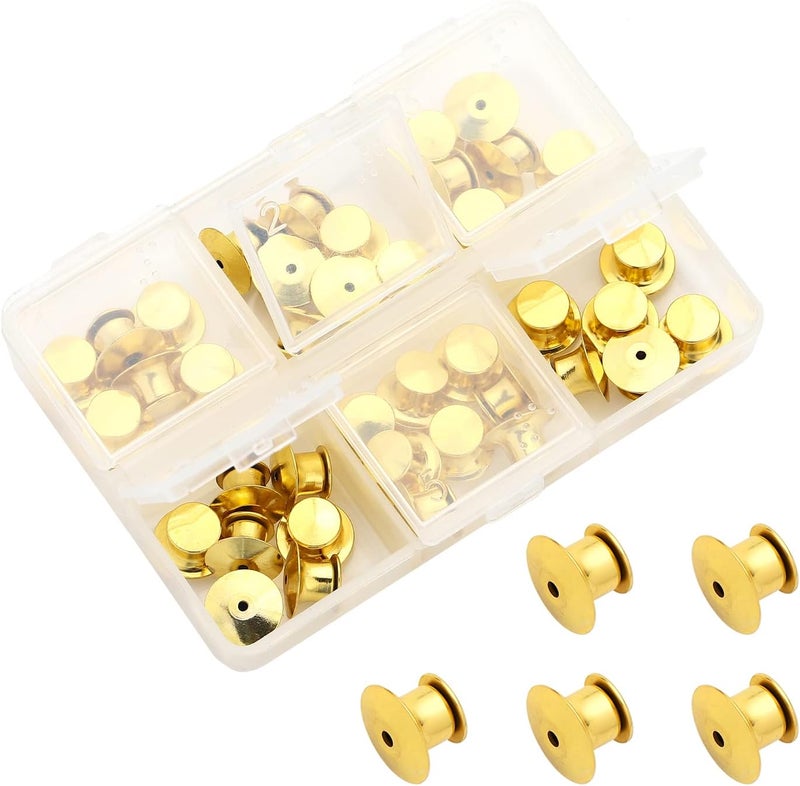 SUBANG 40 Pieces Metal Pin Backs Locking Pin Keepers Locking Clasp with Storage Case - Image 1